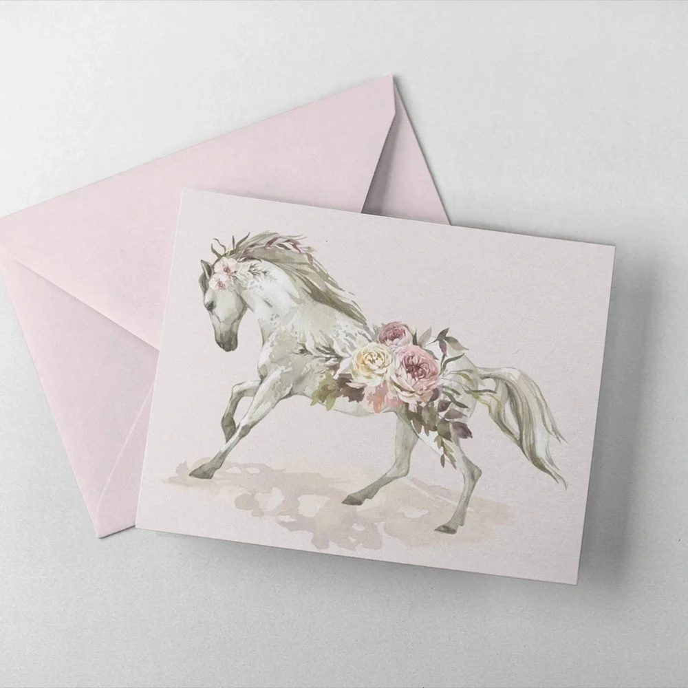 Floral Horse Watercolor Illustration Wall Art Print Poster Unframed - Picture 6 of 16